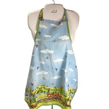 Vtg Frog Print Pocket Apron Prince Tower butterflies anthropomorphic handmade - £15.52 GBP