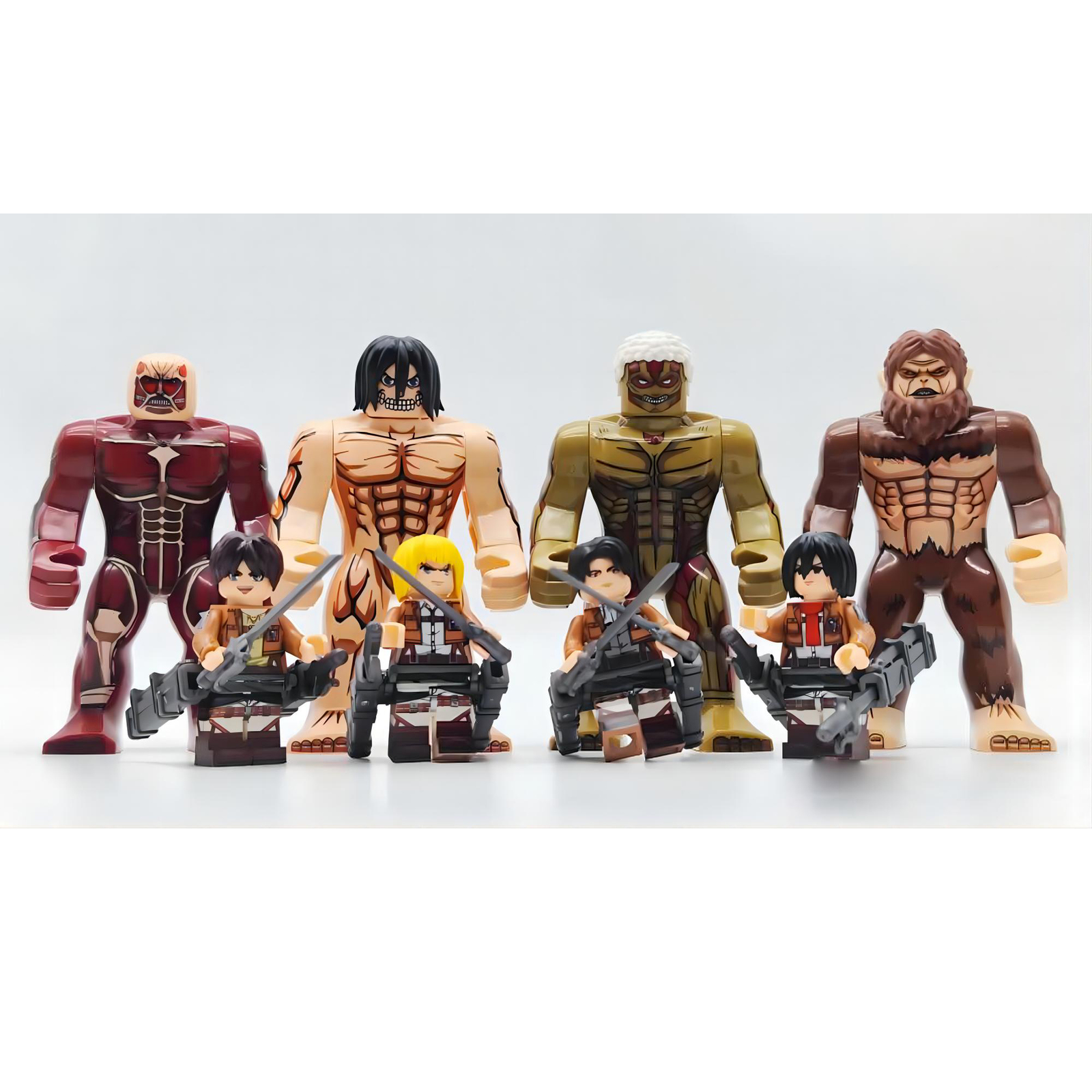 Attack On Titan Minifigure Eren Mikasa Levi Armored Colossal Titan Mini ... - $21.89