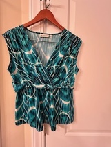 Women&#39;s Top Shirt (Turquoise Black &amp; White) Brand: Versona Size Small V ... - $27.00