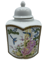 Vintage Japan Hand Painted Bird Flowers Ginger Tea Jar Urn Vase 5&quot; Tall - $35.00