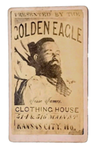 Rare 1880s Jesse James Death Photo Golden Eagle Clothing CDV Advertising Card - £1,407.27 GBP