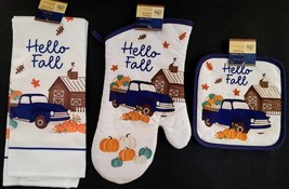 Fall Kitchen Linen Hello Fall Towels, Oven Mitts &amp; Potholders S21a, Sele... - $3.46+