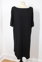 Eileen Fisher XL Black Half Sleeve Viscose Stretch Jersey Shift Dress - $47.49