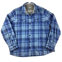 LL Bean Fleece Lined Flannel Shirt Jacket Men’s Large Blue Plaid Shacket - £27.61 GBP