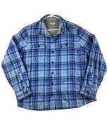 LL Bean Fleece Lined Flannel Shirt Jacket Men’s Large Blue Plaid Shacket - £27.59 GBP