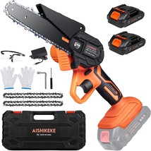Mini Chainsaw, AISHIKEKE 6 Inch Mini Chainsaw Cordless with 2 Rechargeable - £47.68 GBP