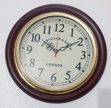 Vintage Brown &amp; Golden Round Home Decorative Wooden Wall Clock Antique Style - £52.02 GBP+