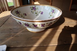 VINTAGE SUPER RARE Large Bowl Punch Serving T V Limoges Purple Violets - £270.81 GBP