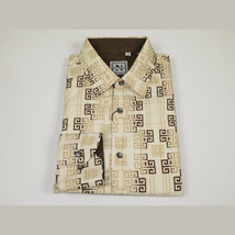 Mens Sports Shirt by DE-NIKO Long Sleeves Fashion Prints Soft Modal NK600 Khaki image 6