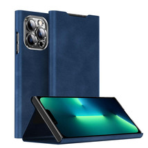 For iPhone 13 Pro Max Magnetic Napa Texture Leather Phone Case with Holder(Blue) - £6.31 GBP