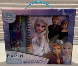 Disney Frozen Gel Pen and Sketchbook Gift Set Kids Drawing Elsa Anna Hans Olaf - £14.73 GBP
