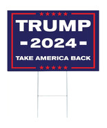 TRUMP 2024 TAKE AMERICA BACK 16&quot;x12&quot; YARD SIGN WITH STAKE PENCE WHOLESAL... - $19.99