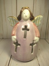 Candle Holder Lavendar Angel Tea Light or Votive Whimsy 4 1/4&quot;. - £7.68 GBP