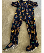 Carters Boys Blue Brown Bears Running Yoga Fleece Long Sleeve Pajamas 5T - $10.08 CAD