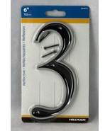 Hillman 6-in Reflective Black Number #3 Letter, New Sealed - $8.81