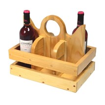 6 Wine Bottle Holder Rack Natural Wood Kitchen Bar Organizer - £28.57 GBP