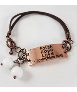 Faith Hope Love Leather Cord Bracelet Inspiration Jewelry Bronze Corinth... - $8.99