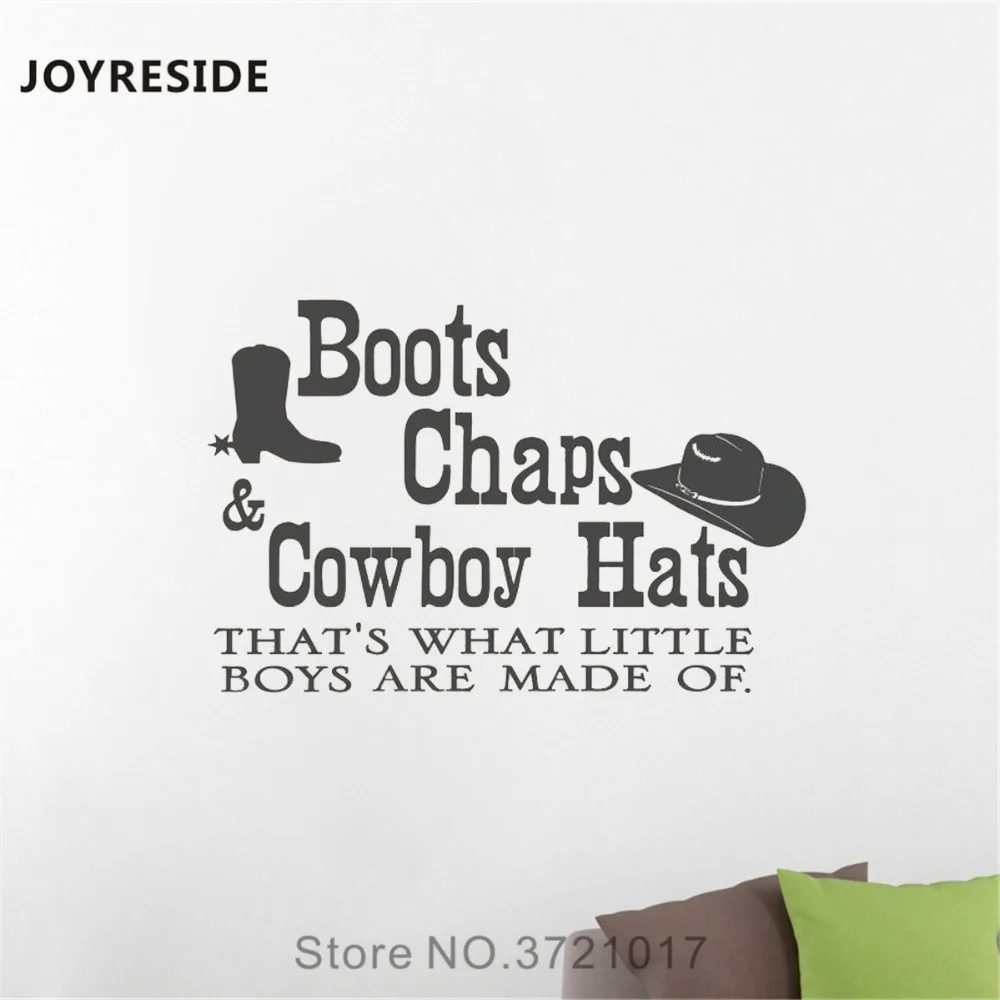JOYRESIDE Quote Wall Boots Chaps And boy Hats Decals Vinyl Sticker Boys Room Kid - £53.65 GBP