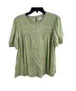 Aritzia Wilfred Green Short Sleeve Pintuck Pleat Medium  - £25.43 GBP