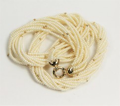 Estate Vintage Jewelry Rare 14kt Gold &amp; Pearl Multi Strand Long Necklace - £5,011.47 GBP