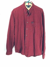 Tommy Hilfiger Button Up Shirt Long Sleeve Mens L Red Plaid Checks Cotton - £14.66 GBP