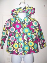 Old Navy Flower Print Gray Hooded Jacket Size 2T Girl&#39;s Euc - £11.27 GBP