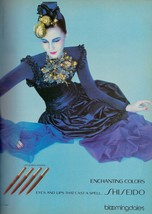 1986 Shiseido Cosmetics Lipstick Victorian Dress Gown Vintage Print Ad 1980s - £4.65 GBP