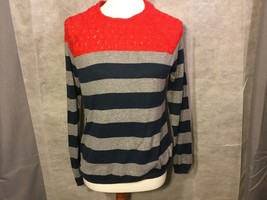 Joe Fresh Stripe and cable long Sleeve Cotton Blend Sweater -size M Wome... - $15.00