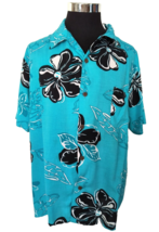 HCK Global Island Casual Shirt Men&#39;s Size Large Black White Teal Tropica... - £11.38 GBP