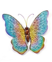 Stunning Butterfly Wall Plaque 18.5" high All Metal Textural Detail Pastel Color