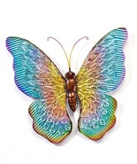 Stunning Butterfly Wall Plaque 18.5" high All Metal Textural Detail Pastel Color - $67.31