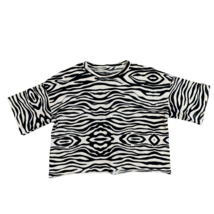 Grayson Threads Zebra Print Black White Short sleeve Crop Top Sz L - £7.47 GBP