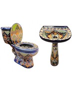 Mexican Talavera Ceramic Toilet Hand Painted - Hidalgo - - $22,462.85 MXN