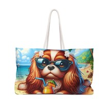 Personalised/Non-Personalised Weekender Bag, Summer Beach Dog, Cavalier King Cha - £39.08 GBP