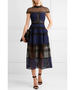 Authentic Self-Portrait Navy Paneled Guipure Lace Dress UK 6 US 2 - $245.00