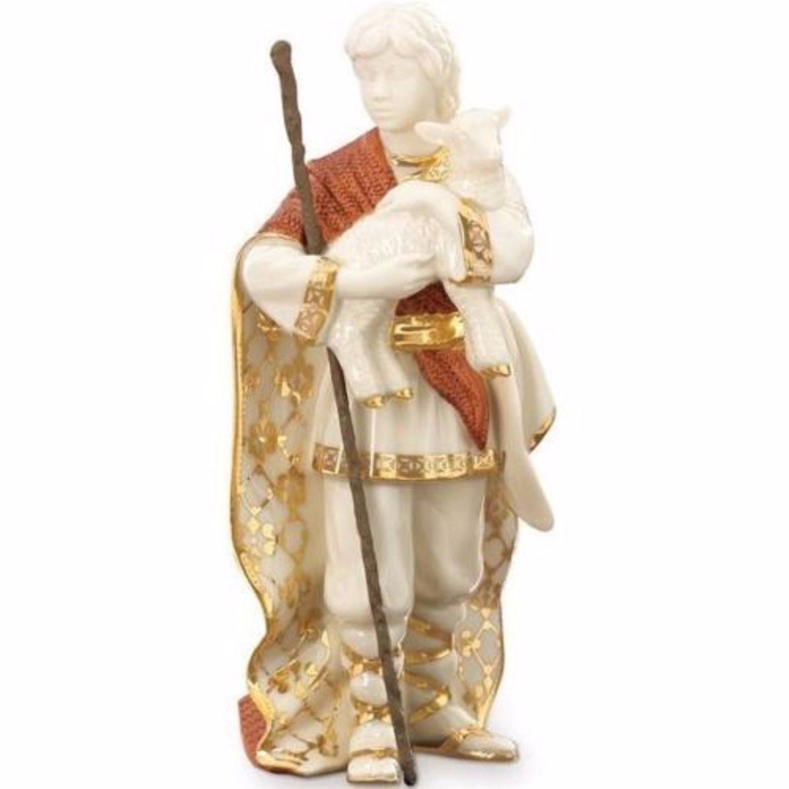 Lenox First Blessing Nativity Shepherd Boy With Lamb Figurine Staff NEW - $250.00