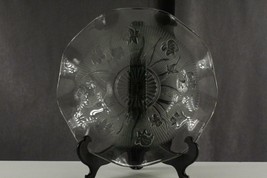 Vintage Jeannette Glass Iris Herringbone Pattern Clear Ruffle Edge CONSOLE Bowl - £13.99 GBP