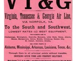 1890&#39;s V T &amp; G Virginia Tennessee &amp; Georgia Air Line  Railroad Ad - $24.82
