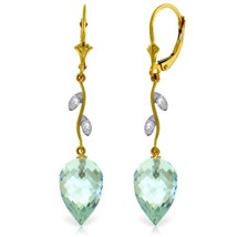 Galaxy Gold GG 14k Yellow Gold Drop Style Earrings with Blue Topaz and Diamond A - £687.43 GBP