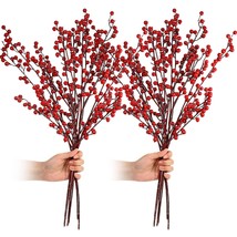 Artificial Red Berry Stems 21.6 Inch Christmas Red Berries Holly Berry Branches  - £58.51 GBP