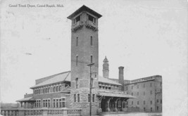 Grand Trunk Railroad Train Depot Grand Rapids Michigan 1908 postcard - £5.93 GBP