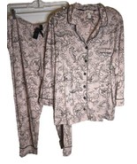 Soma Cool Nights Pajama Set Size XL Pink Black Button Top Pants Soft Sle... - £23.37 GBP