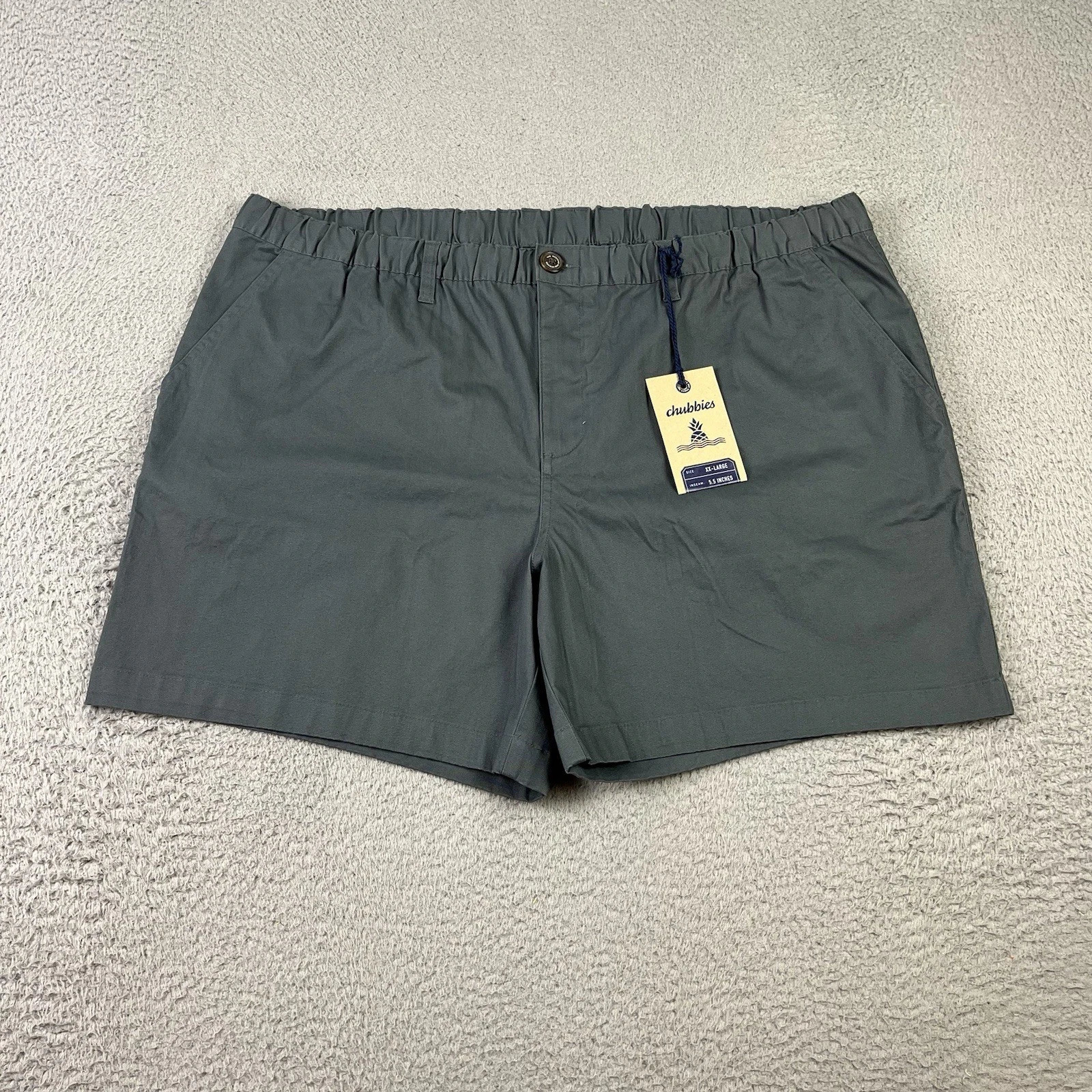 Chubbies The Musts Shorts Mens XXL Gray 7&quot; Inseam Elastic Waist Twill Chino - $39.99
