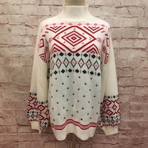 St John&#39;s Bay Womens Ivory Nordic Pattern Sweater Mock Neck Size Large NEW - £28.44 GBP