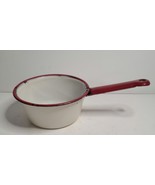 Enamel 1.5 Cup Sauce Pan White with Red Trim - $12.00