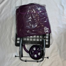 Trolley Dolly Purple Foldable Shopping Cart w/ Wheels &amp; Removable Bag Handtruck - £55.38 GBP