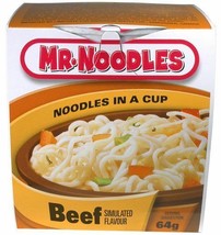 12 Cups Mr. Noodles Beef Flavor Instant Noodles Cups 64g Each ,Free Ship... - £23.95 GBP