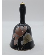 Vintage Otagiri Japanese Hand Painted Black Porcelain Bell Flowers 5&quot; High - €12,76 EUR