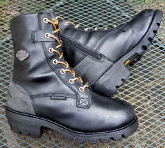 VINT HARLEY DAVIDSON Leather Moto Boots-LOGGER Style- Lacer Black Biker ... - $85.00