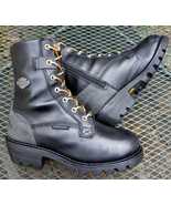 VINT HARLEY DAVIDSON Leather Moto Boots-LOGGER Style- Lacer Black Biker ... - £67.69 GBP